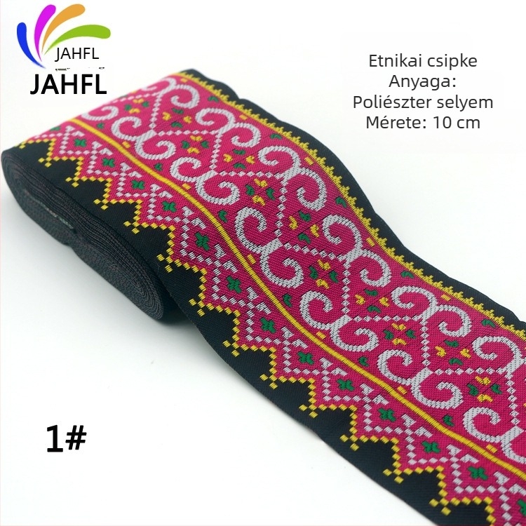 10 cm széles etnikus csipke chiffon anyagokhoz, hímzett gallér díszítés