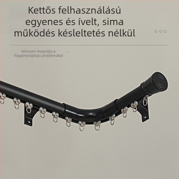 Integrált függönyrúdsín, alumínium ötvözetből, 6,7 m, 90° hajlat, oldalsó felszerelés