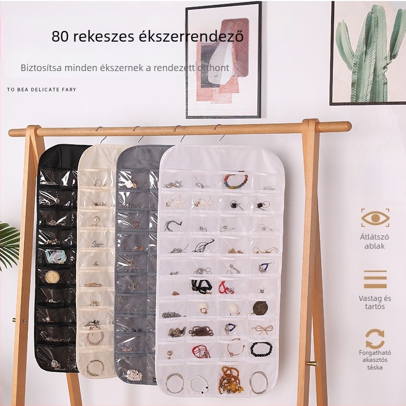 80 rekeszes, kétoldalas függő szervező ékszerek és apró tárgyak számára