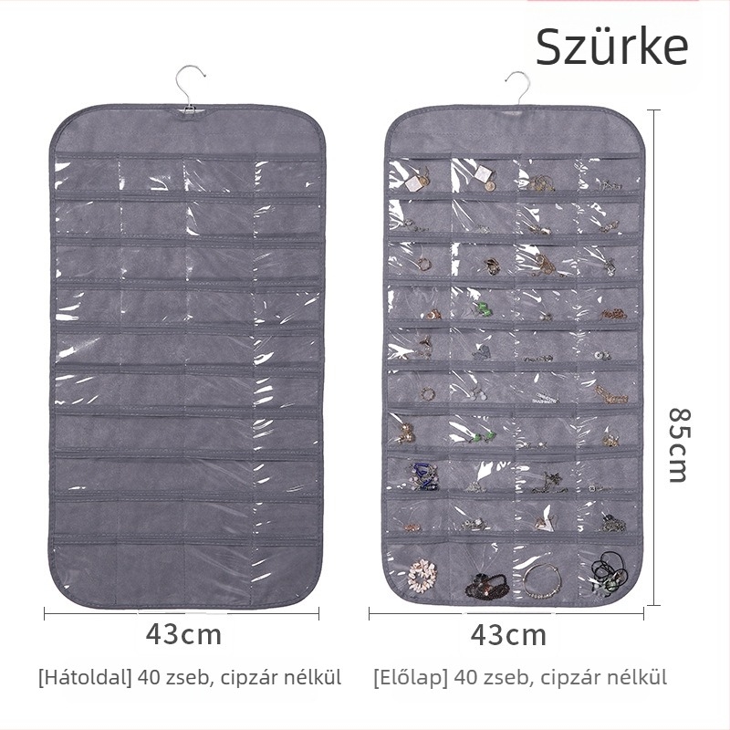80 rekeszes, kétoldalas függő szervező ékszerek és apró tárgyak számára