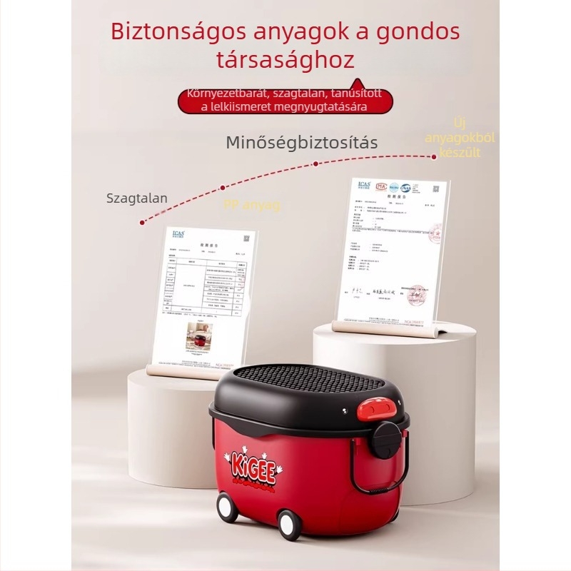 Rajzfilmszerű játéktároló doboz kerékkel, 20–30 L kapacitás, 3 darabos készlet, játékokhoz, ruhákhoz és könyvekhez