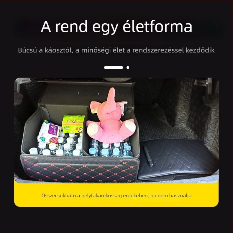 Bőrből készült autócsomagtartó rendező, összecsukható tároló doboz logónyomtatással