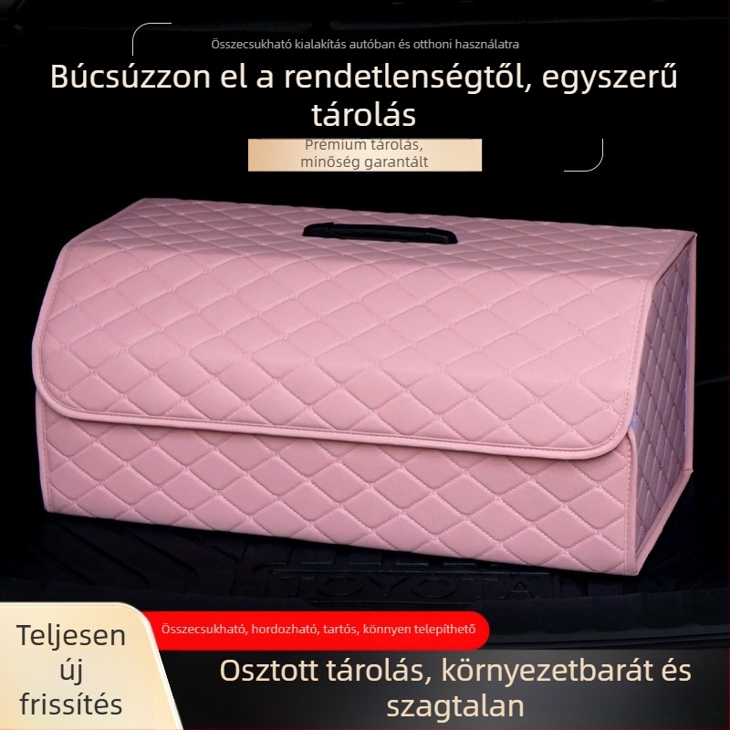 Rózsaszín összecsukható csomagtartó rendező, többfunkciós autó tároló
