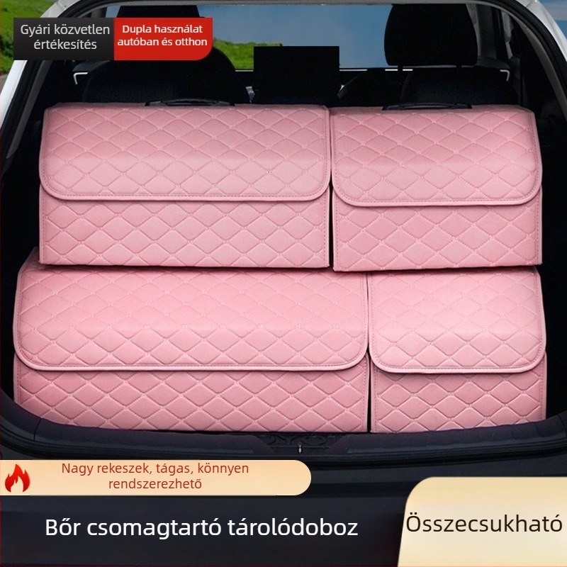 Rózsaszín összecsukható csomagtartó rendező, többfunkciós autó tároló