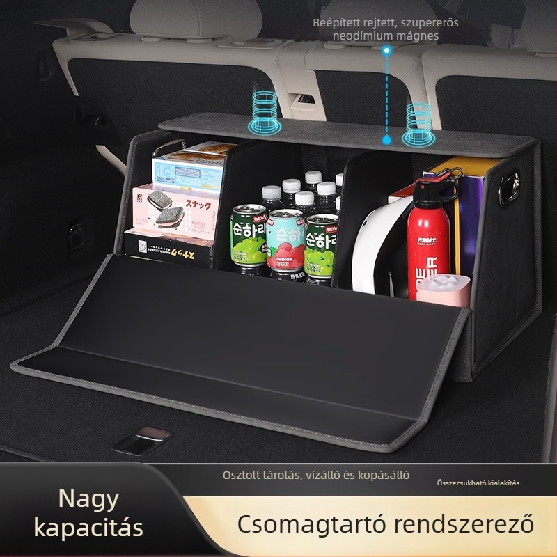 Bőr autócsomagtartó rendező, hajtogatható és vízálló tároló