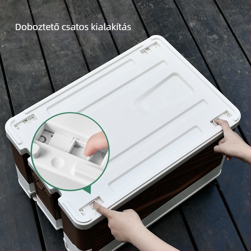 Összecsukható tároló doboz autóhoz és kempingezéshez, görgőkkel, nagy kapacitású 40–50 L