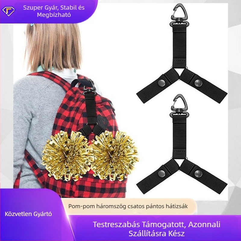 2 darab pompon tartó háromszög klipszekkel és retteszekkel, Cheerleading hátizsákhoz való címkék, Cheerleading kiegészítők, pomponok nincsenek benne