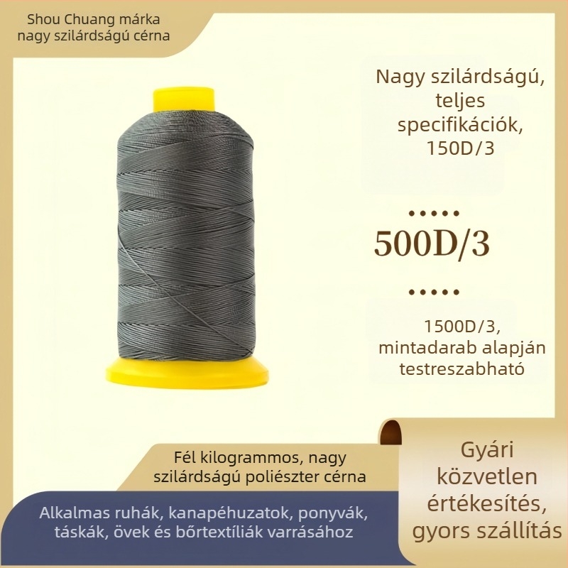 Magas szilárdságú poliészter varrószál bőrhöz, táskákhoz és ruházathoz 150D-1500D