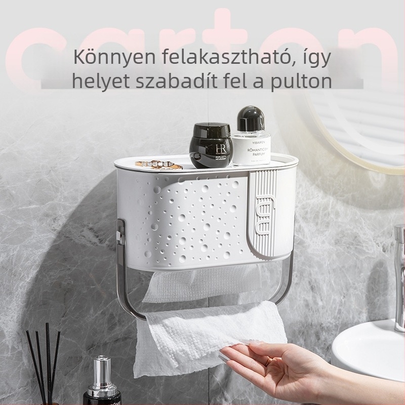 Felsőkategóriás falra szerelhető toalettpapírtartó és arc­törölközőtartó, modern minimalist dizájn