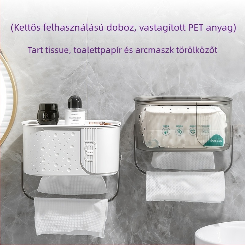 Felsőkategóriás falra szerelhető toalettpapírtartó és arc­törölközőtartó, modern minimalist dizájn