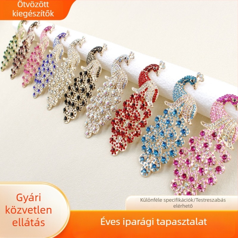 Színes páva DIY ékszerkiegészítők telefon tokhoz, menyasszonyi csokorhoz és hajdíszekhez