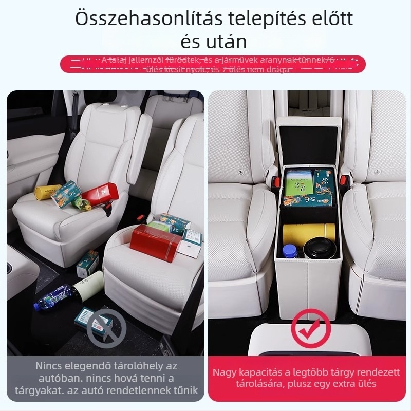 Összecsukható bőr autó tároló doboz, 50L, C16 második ülésoszlop középső rekesz és csomagtartó