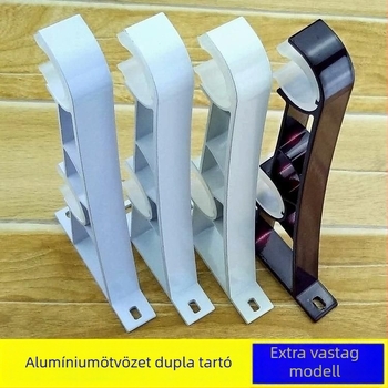 Fali függönyrúdhoz tartó, római stílus, alumíniumötvözet, fehér és piros, extra vastag, dupla nyílás