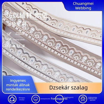 Poliészter jacquard szegélyező szalag, 4 cm széles, függönyökhez és kanapékhoz