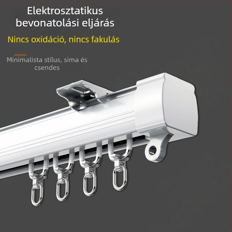 Teljes függöny sín készlet csendes görgőkkel, mennyezetről szerelt egyenes sín, dupla sín, oldalsó csúszó sín
