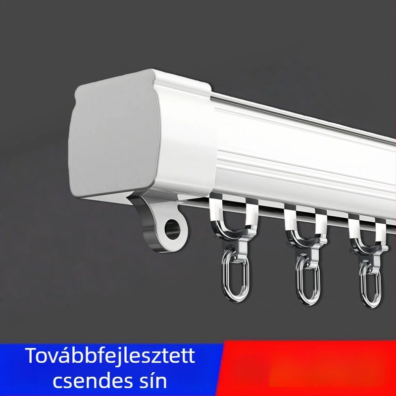 Teljes függöny sín készlet csendes görgőkkel, mennyezetről szerelt egyenes sín, dupla sín, oldalsó csúszó sín