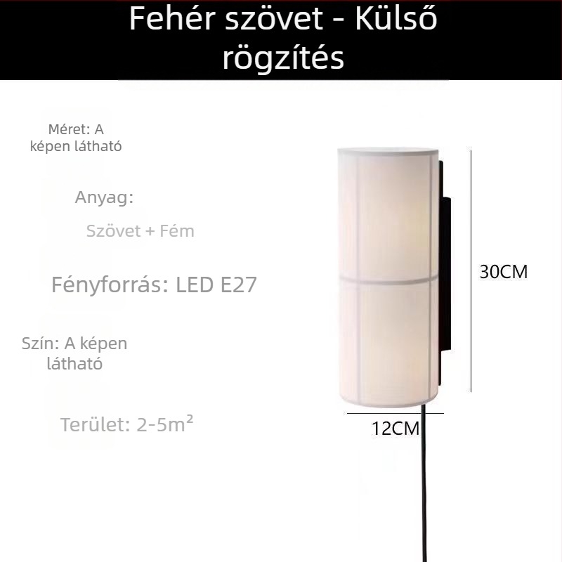 Wabi-Sabi stílusú textile falikar, minimalist nappali- és hálószobai világítás, LED lámpa a folyosóra japán hangulattal