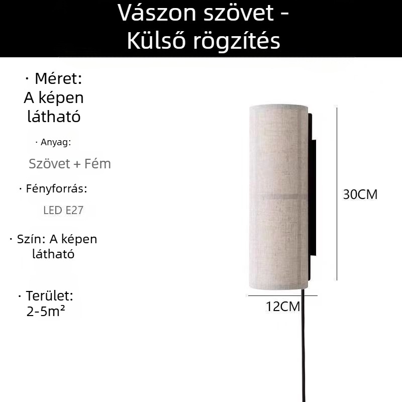 Wabi-Sabi stílusú textile falikar, minimalist nappali- és hálószobai világítás, LED lámpa a folyosóra japán hangulattal