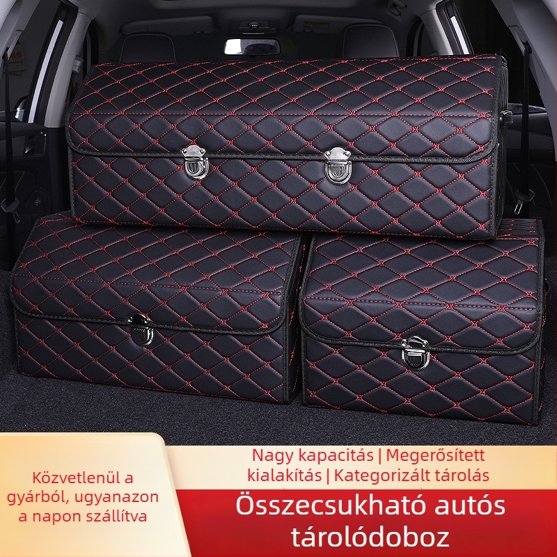 Bőrből készült összecsukható autócsomagtartó tároló doboz