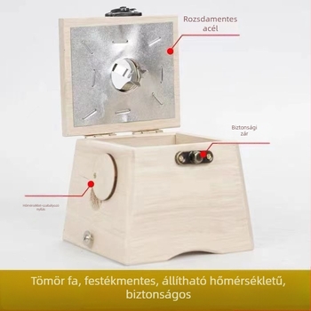Yaoyibao Fából készült moxibustió doboz hőmérséklet-szabályozással, kürt-zár, nagy és kis méretek, hordozható moxa doboz és hátmasszázs készülék