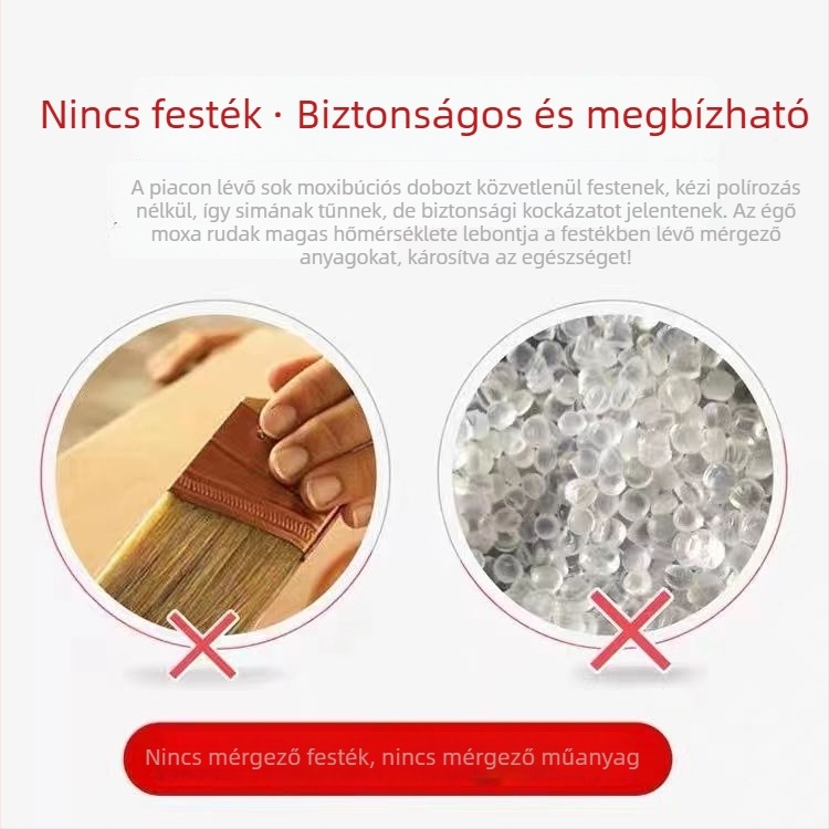 Yaoyibao Fából készült moxibustió doboz hőmérséklet-szabályozással, kürt-zár, nagy és kis méretek, hordozható moxa doboz és hátmasszázs készülék