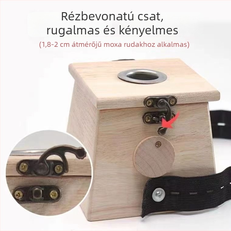 Yaoyibao Fából készült moxibustió doboz hőmérséklet-szabályozással, kürt-zár, nagy és kis méretek, hordozható moxa doboz és hátmasszázs készülék