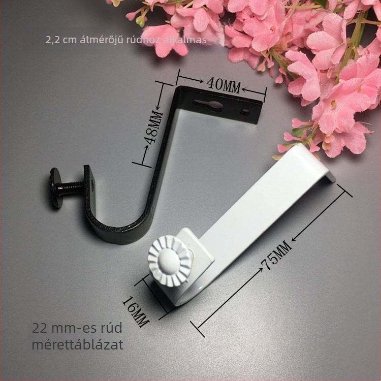 Vasból készült függönyrúdtartó, felső szerelés, fekete, modern minimalist stílus