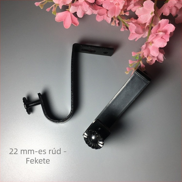 Vasból készült függönyrúdtartó, felső szerelés, fekete, modern minimalist stílus
