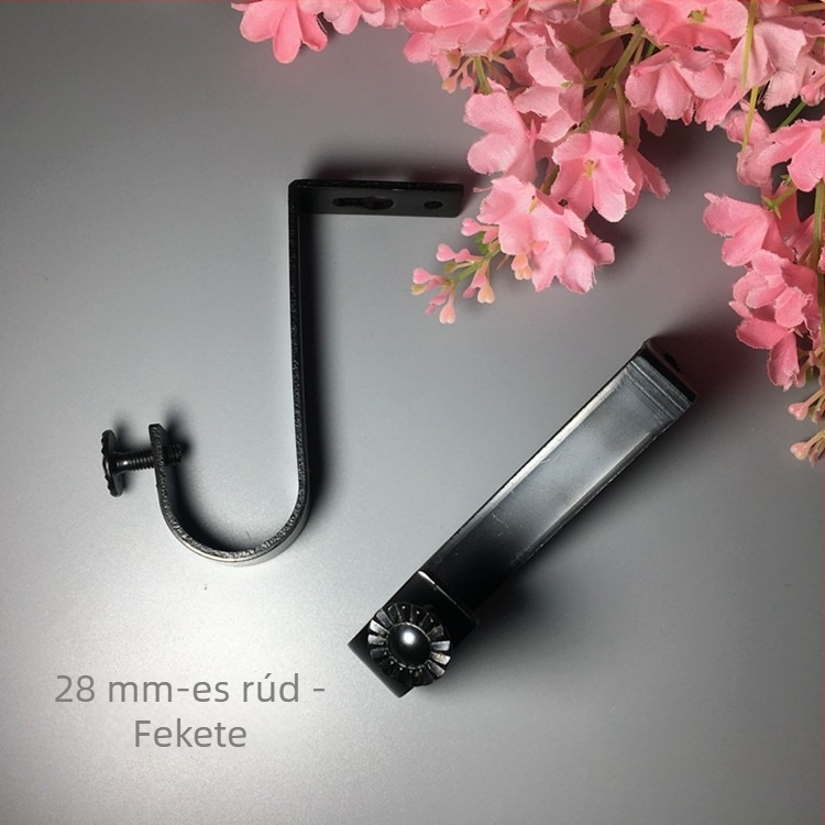 Vasból készült függönyrúdtartó, felső szerelés, fekete, modern minimalist stílus