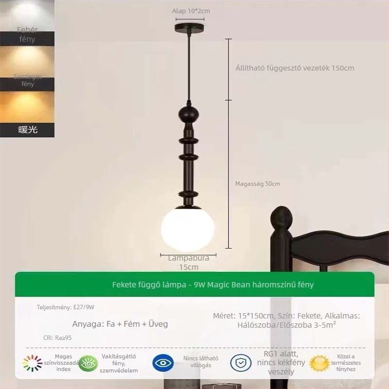 Francia stílusú retro falikar fa testtel és LED-del, meleg fény a hálószobába és a folyosóra