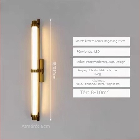 Hosszú falikar, modern tervezés, akril árnyékoló, vas test, LED, 220V