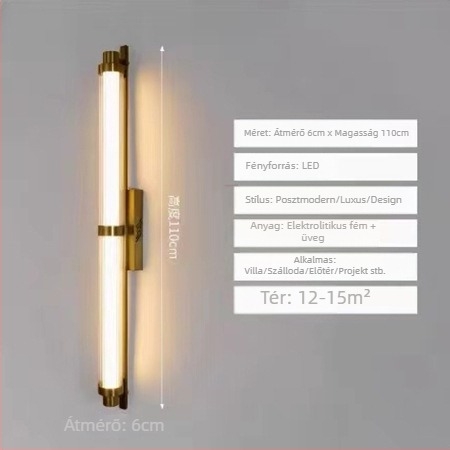 Hosszú falikar, modern tervezés, akril árnyékoló, vas test, LED, 220V