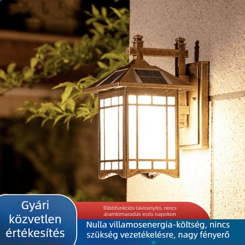 Mingshi JD-2021 Napelemes falikar kültéri használatra – IP65 vízálló kerthez és teraszhoz, LED 5730, 24–36 óra, 220V, Retro nosztalgia stílusban
