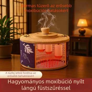 Fa moxibuzációs doboz, hordozható otthoni használatra, teljes testre, cserélhető füstszűrővel