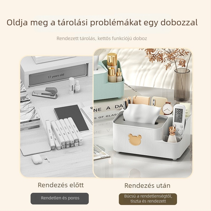 Nappalihoz krémszínű papírzsebkendő tartó, műanyag, kreatív dizájn, könnyű luxus, aranyos