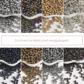 Fémes színű üveggyöngyök kézzel készített karkötők és DIY ékszerkészítéshez