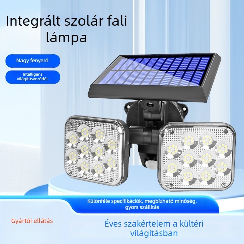 Napelemes kertfalikar, különálló kialakítás, forgó LED fej, IP55 vízálló