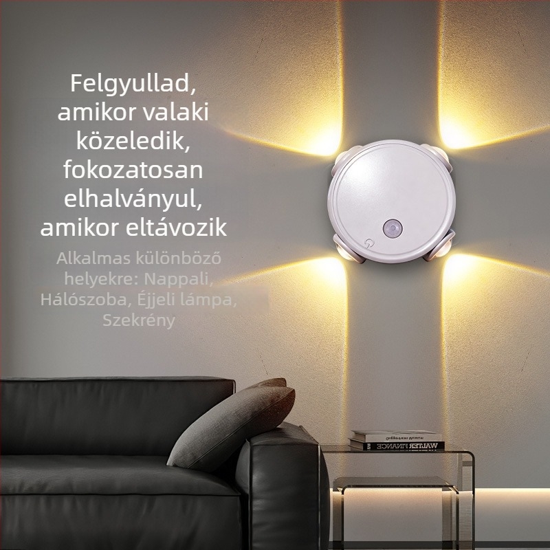 Mozgásérzékelős minimalist macskaszem alakú mágneses hangulatvilágítás – falra vagy asztalra, hét színű LED, beépített akkumulátor