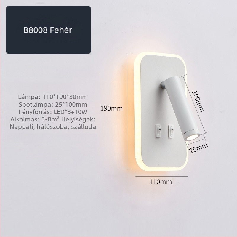 LED fali lámpa kapcsolóval, modern minimalista stílus, új kínai dizájn, éjjeli olvasólámpa szállodai szobákhoz