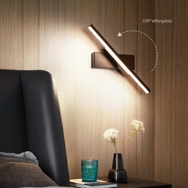 Ágy melletti állítható falikar – modern minimalist LED falfény hálószobába, nappaliba, folyosóra és lépcsőházba