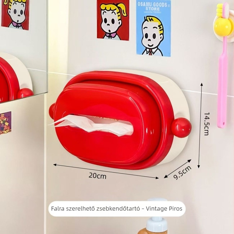 Falihoz szerelhető fürdőszobai zsepi- és papírtartó doboz, modern, minimalist design, sokoldalú
