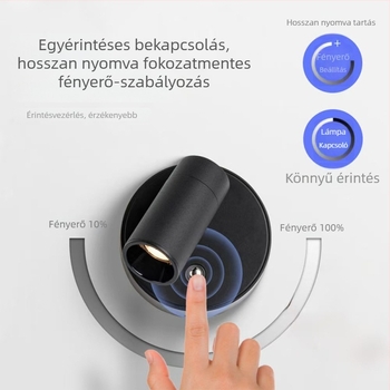 Ágy melletti falikar olvasólámpa, újratölthető, vezeték nélküli, kábelmentes, szerelés nélküli, forgatható, európai stílusú éjszakai fény mágneses érintéssel