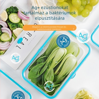 Camellia antibakteriális hűtőszekrényhez való élelmiszer-tároló doboz, műanyag, zárható és mikrózható