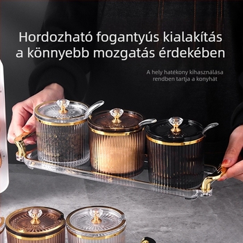 Európai stílusú konyhai fűszertartó készlet csiliolaj tárolóval, só- és fűszertartókkal