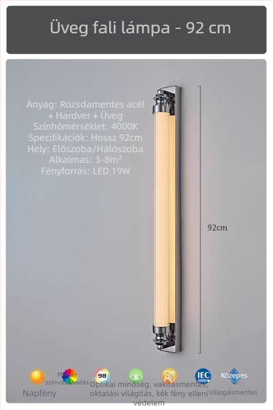 Bauhaus minimalista hosszú falikar folyosóra és a fürdőszoba tüköréhez, LED
