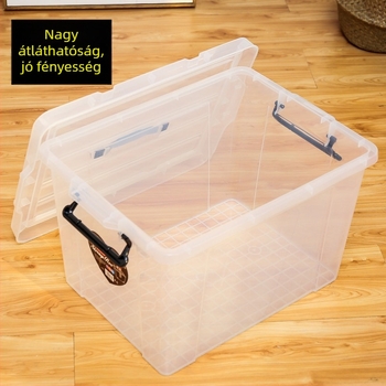 Huaguang Royal vastagított, magas tároló doboz fogantyúval, átlátszó műanyag szervező 60 L