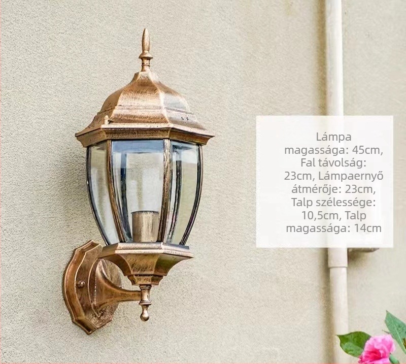 Ívelt hatszögletű vízálló kültéri LED falikar, európai stílusú, hotel teraszra, udvarra és folyosóra, 9 hüvelyk