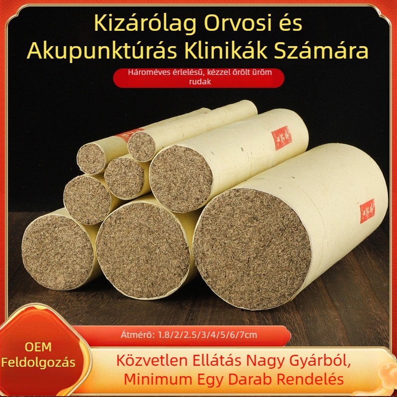 Kővel őrölt moxa rudak, vastagok, otthoni moxibustió készlet, kézzel készített