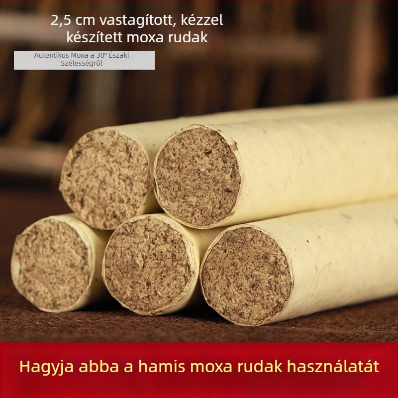 Kővel őrölt moxa rudak, vastagok, otthoni moxibustió készlet, kézzel készített