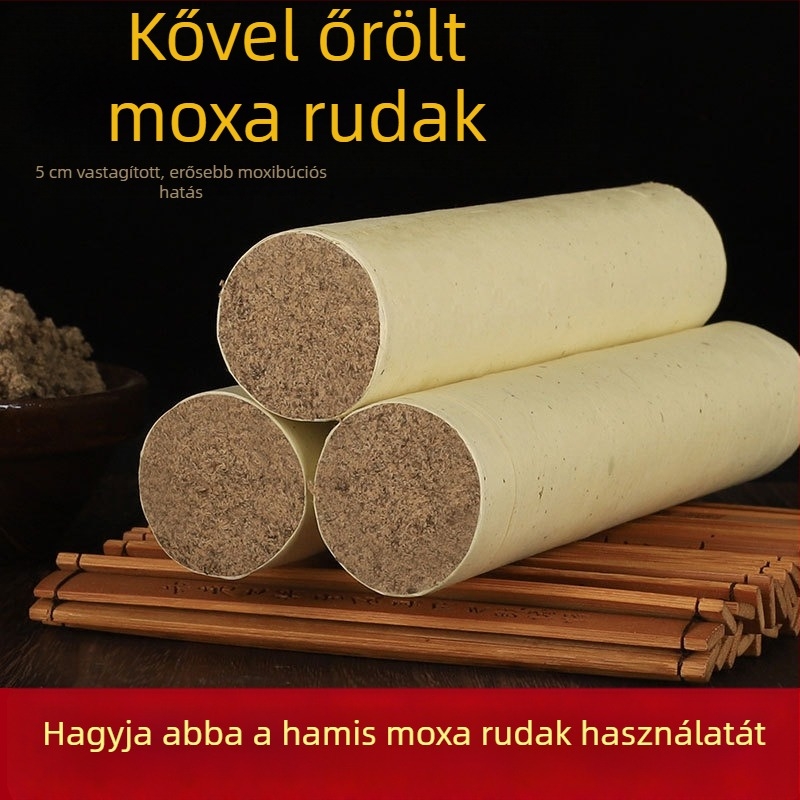 Kővel őrölt moxa rudak, vastagok, otthoni moxibustió készlet, kézzel készített
